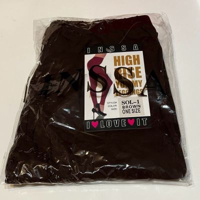 NEW. Inssa High Rise Yummy Leggings In Brown. Style SOL-1. One Size